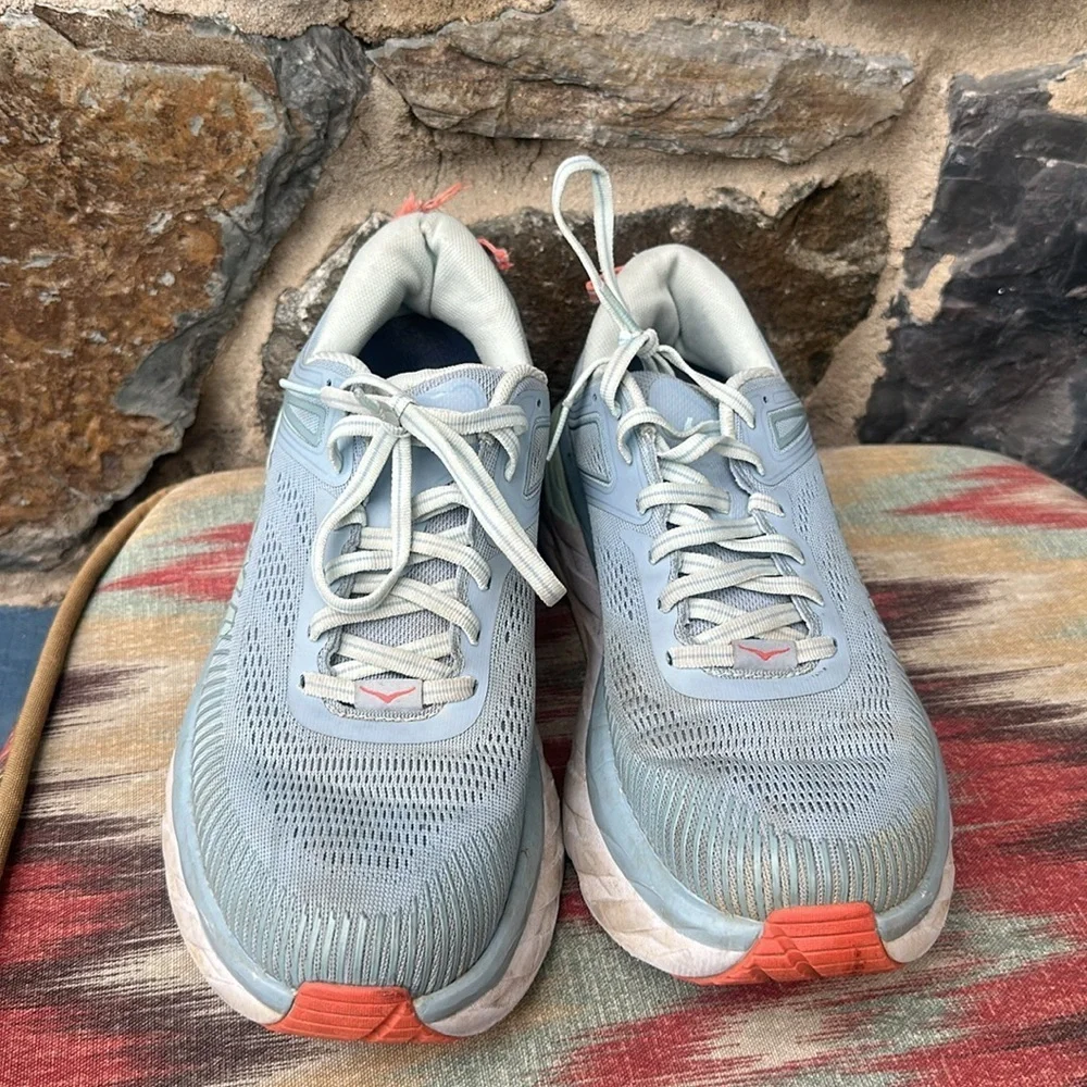 Hoka Women's Bondi 7 Running Sneaker in Blue Fog Blue Glass Size 8.5 Wide - Picture 3 of 8